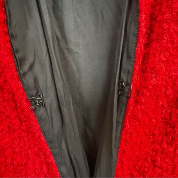 Reformation Red Teddy Sherpa Lightweight Coat Jacket Midi Soft Cozy Straight XS - Picture 7 of 14